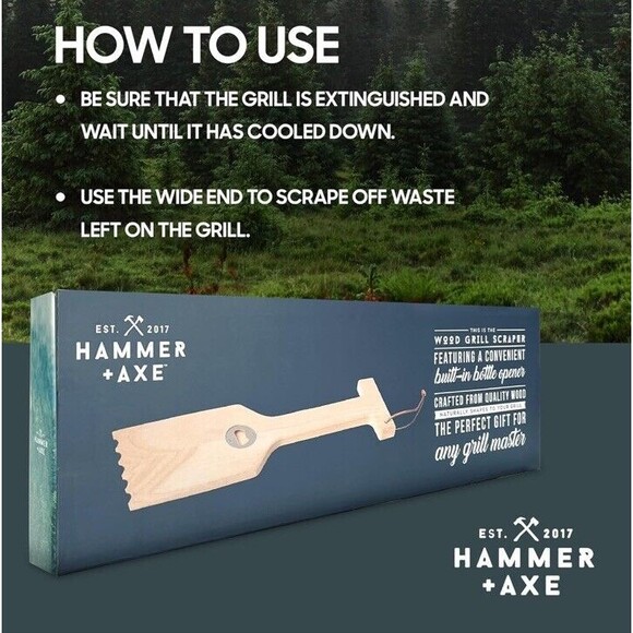 Wood Grill Scraper with Built-in Bottle Opener Hammer + Axe New In Box - Picture 6 of 7